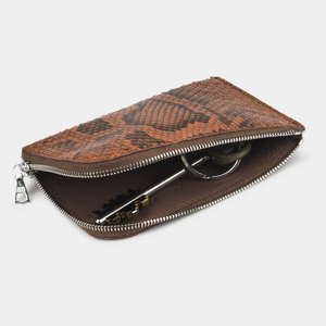 Мини-кошелек Aven из кожи питона карамельного цвета