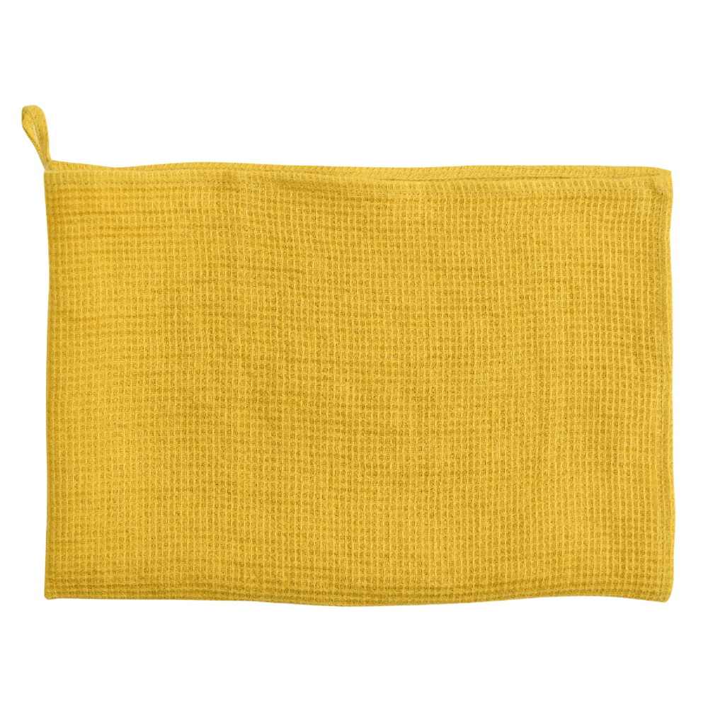 Полотенце кухонное вафельное из умягченного льна горчичного цвета из коллекции essential, 47x70 см