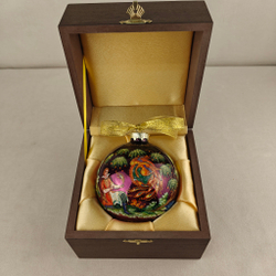 Шар новогодний с круговой росписью "Жар-птица" в футляре