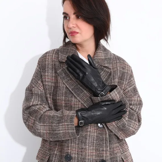 Перчатки женские, безразмерные, без утеплителя, цвет чёрный