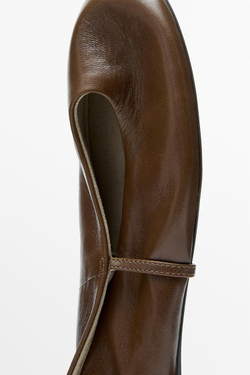 Massimo Dutti Балетки из мягкой кожи, коричневый