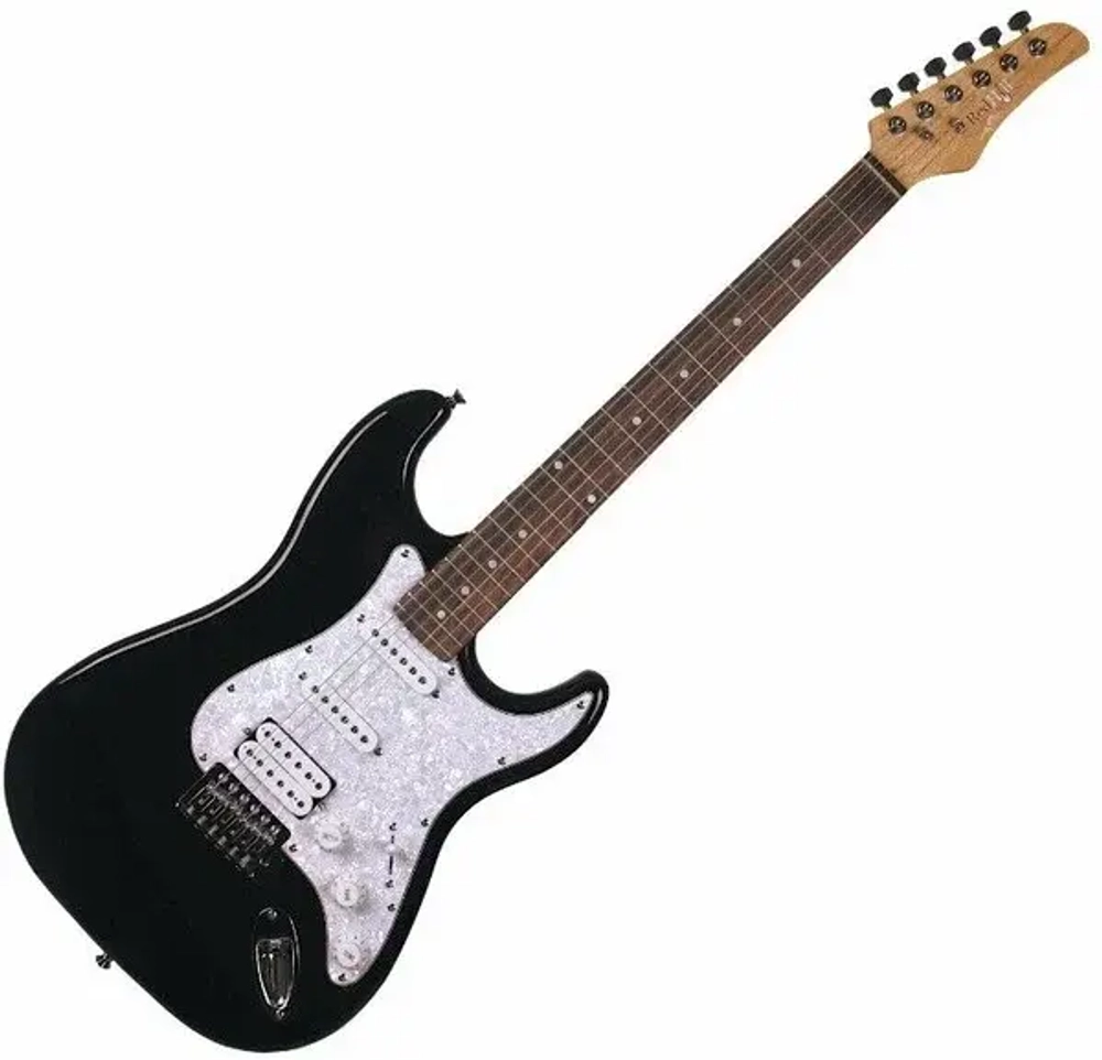 REDHILL STM200 BK - электрогитара, форм-фактор: Stratocaster, S-S-H, корпус: тополь, гриф: клен. Цвет: чёрный, глянцевый. Вес: 3,2 кг.