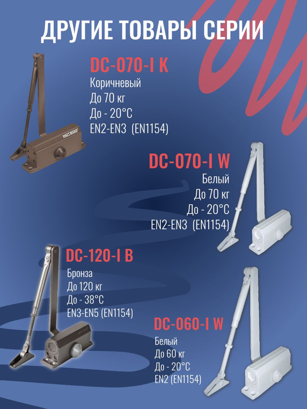 Доводчик дверной NOTEDO DC-060, бронза