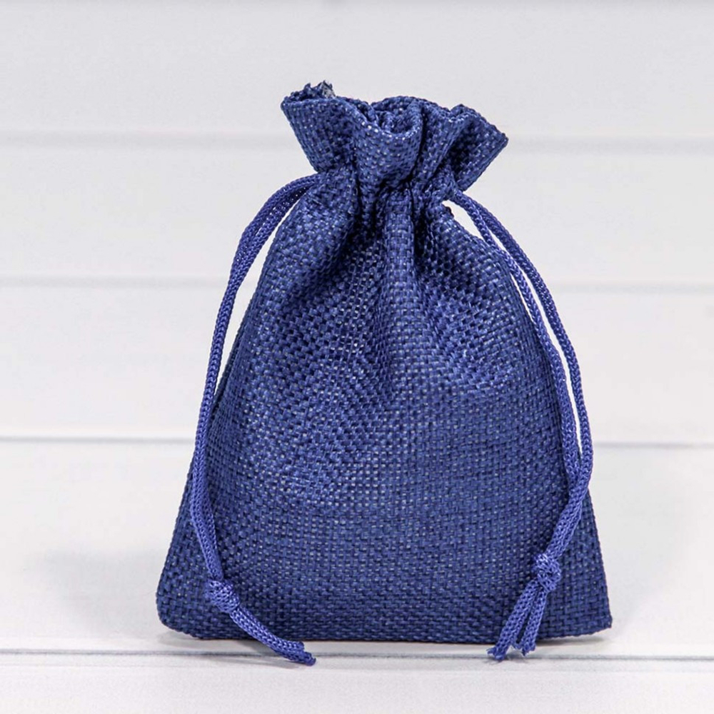 Мешочек 9х12см Лен искусственный (Синий)