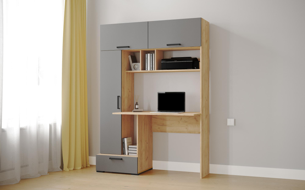 Компьютерный стол Квартет-11, Дуб крафт золотой, графит серый