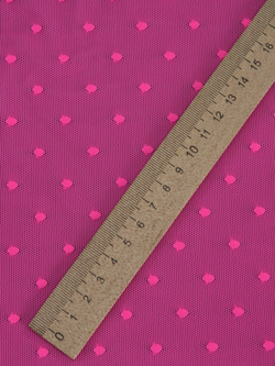Сетка эластичная розовая неоновая в горошек 5 мм отрезом 75х50 см