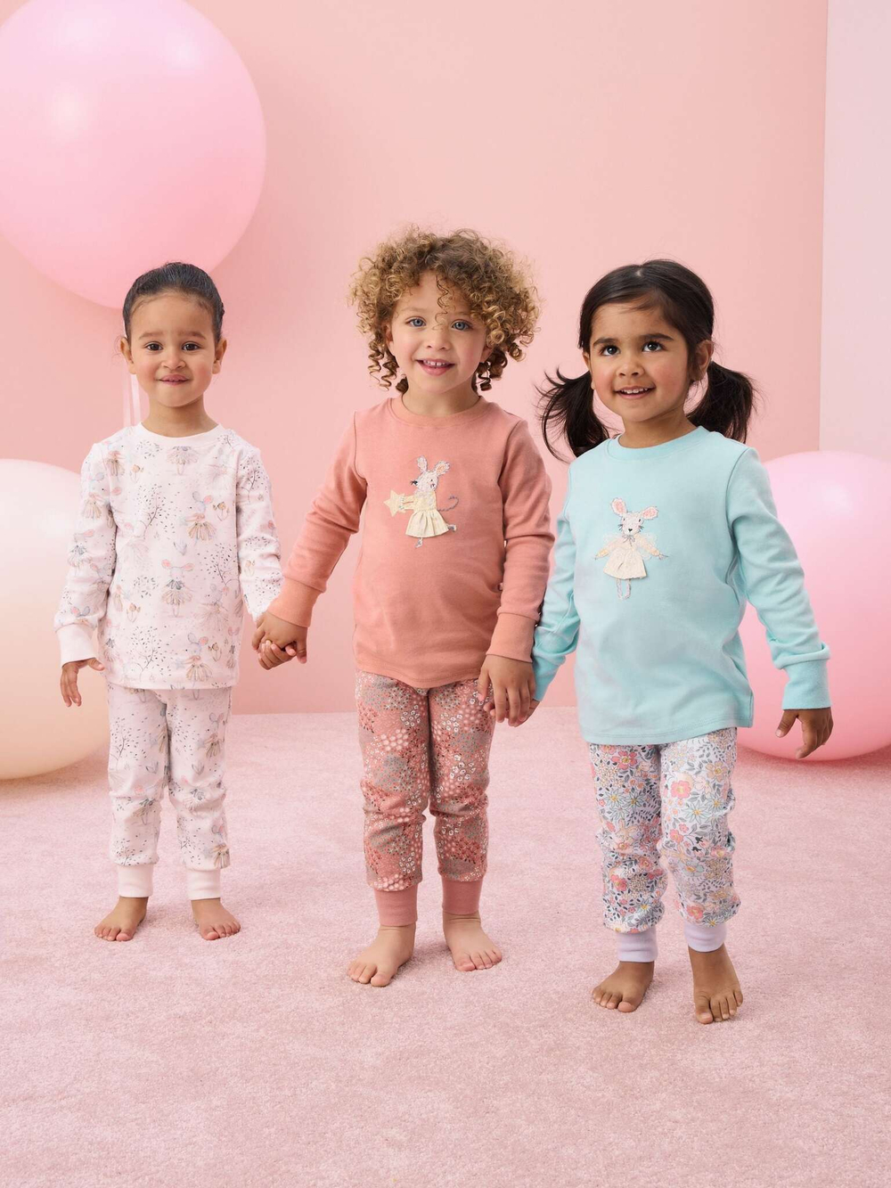 Пижама для девочки Next Q96-761, 3 шт., Розовый, Голубой