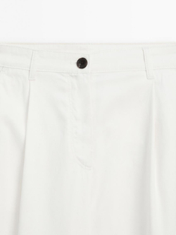 Massimo Dutti Брюки свободного кроя из смесового хлопка, кремовый