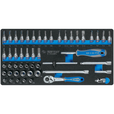 KING TONY (9-2550MRV) Набор торцевых головок 1/4" с принадлежностями, ложемент, 50 предметов