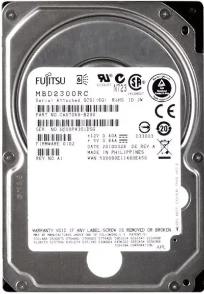 Жесткий диск Fujitsu 300GB, 3G, SAS, 10K RPM, SFFDP MBD2300RC