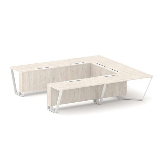 Steel Meet Стол переговорный П-образный KDK-PR.B.SP-11P Денвер Светлый/Металл Белый 3200*3200*750