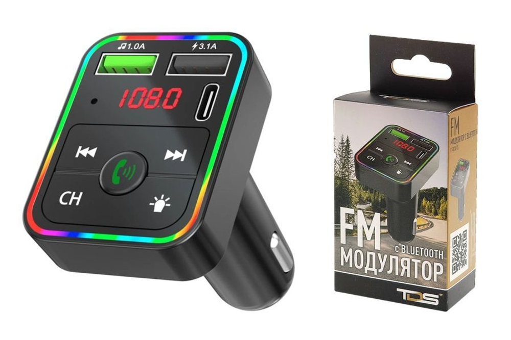 FM модулятор (трансмиттер) автомобильный TDS TS-CAF15 Bluetooth
