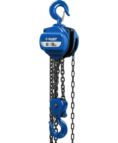 ЗУБР ТШ-2-6, 2 т, 6 м, ручная цепная шестеренная таль, Профессионал (43082-2)