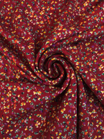 Штапель принт цветы мелкие на бордовом D8C2