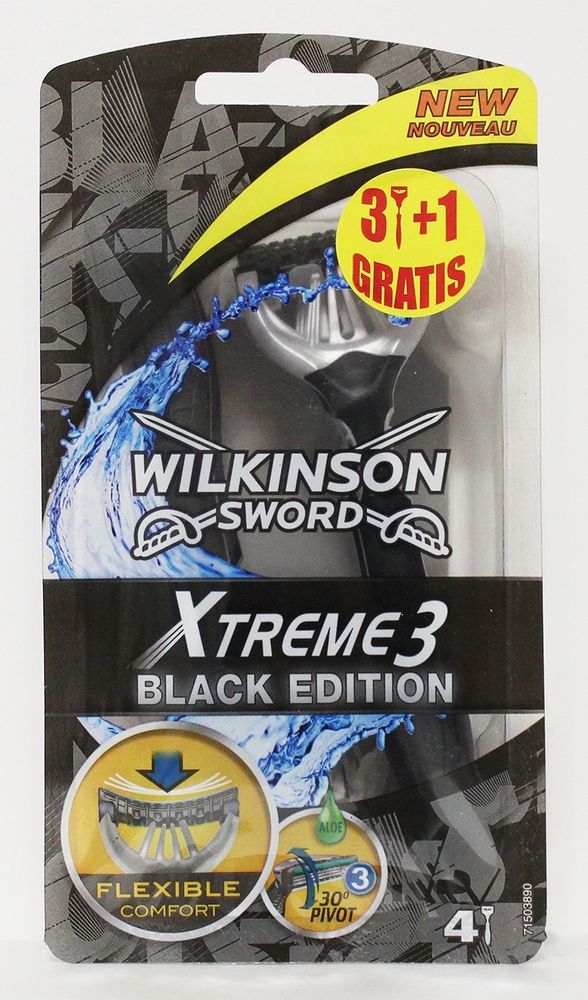 Wilkinson Sword одноразовые станки Xtreme-3 Black Edition 3+1 шт