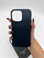Кожаный чехол Leather Case iPhone 14 Pro Max, Green Темно-Зеленый