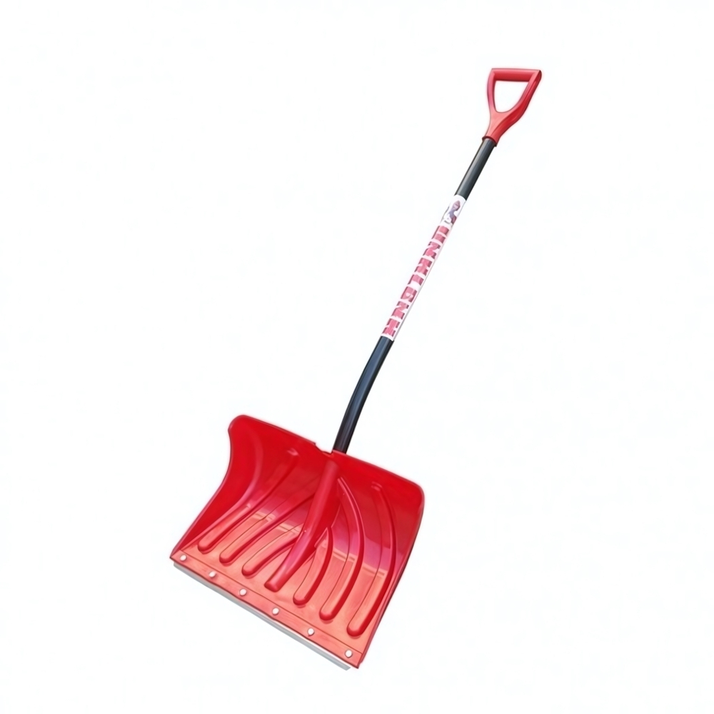 Лопата снеговая пластиковая 490*340 мм, цветная, с оцинк.планкой, съемн.алюм.черенком и V-ручкой «Пингвин»