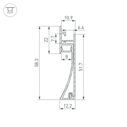 Профиль PLINTUS-H58-F-2000 WHITE (Arlight, Алюминий) 045297