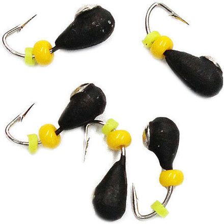 Мормышка вольф"ЯМАН"Капля с отв. с коронкой из никеля, d-5 мм, вес 1,8 г, бисер и кембрик, цв. флуор. желтый