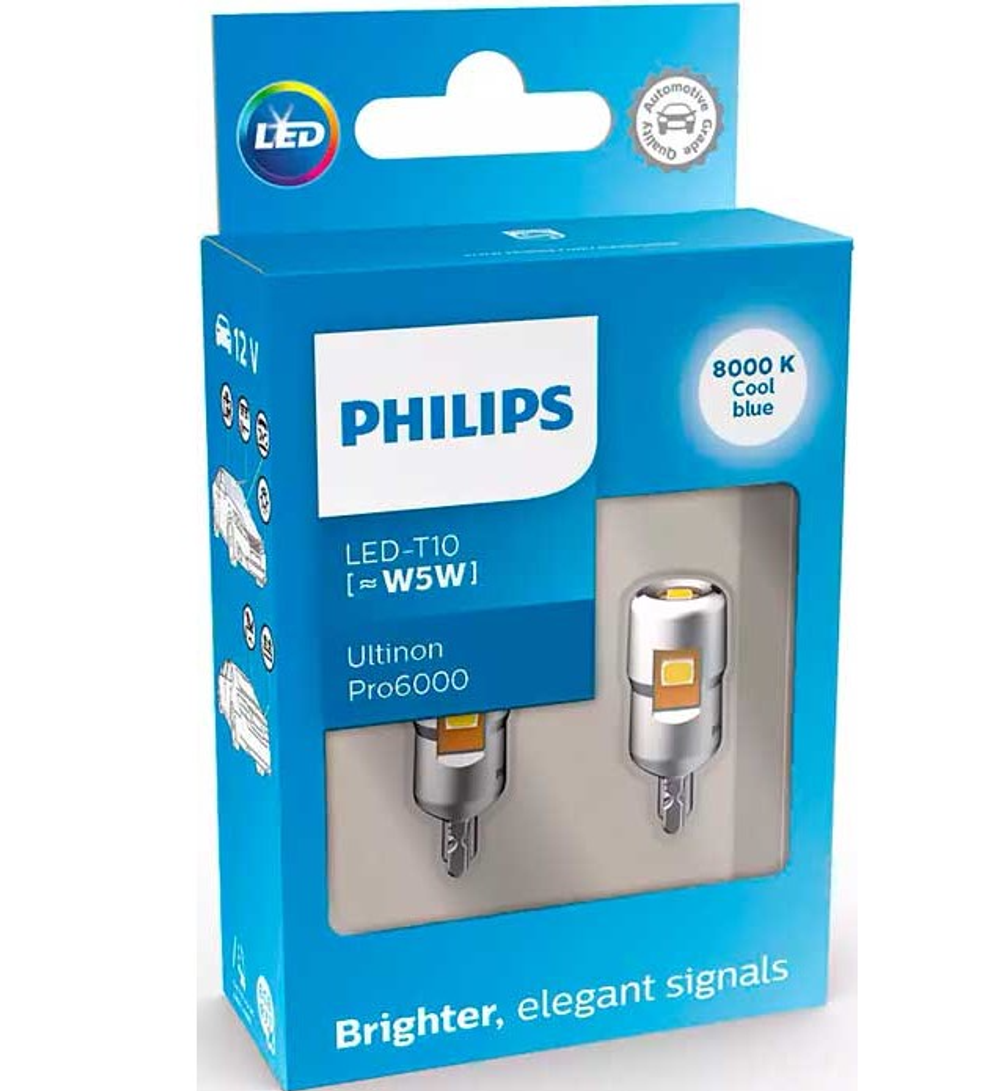 Светодиод 12V T10 БЕЛЫЕ 4000K Ultinon Pro6000 SI PHILIPS (бл2шт) #11961WU60X2 ORIGINAL