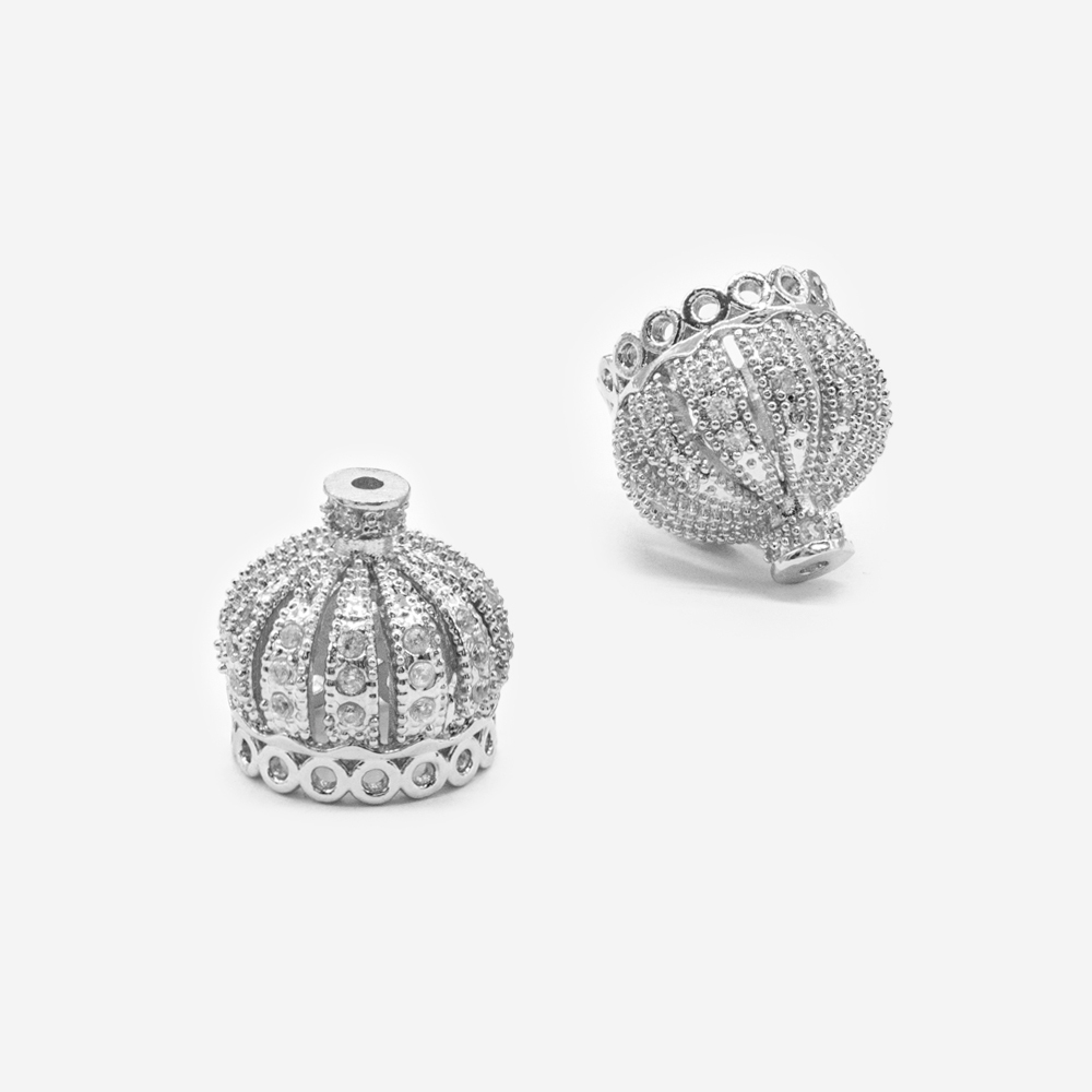 Шапочка-концевик 13мм, фианиты, родирование