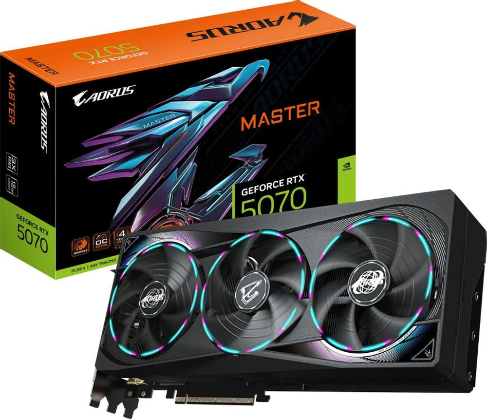 Видеокарта Gigabyte NVIDIA  GeForce RTX 5070 GV-N5070AORUS M-12GD 1.0 12ГБ Master, GDDR7, Ret