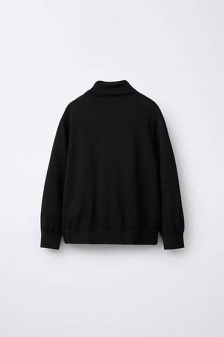 ZARA ВЯЗАНЫЙ СВИТЕР С ВОРОТНИКОМ-СТОЙКОЙ, ЧЕРНЫЙ