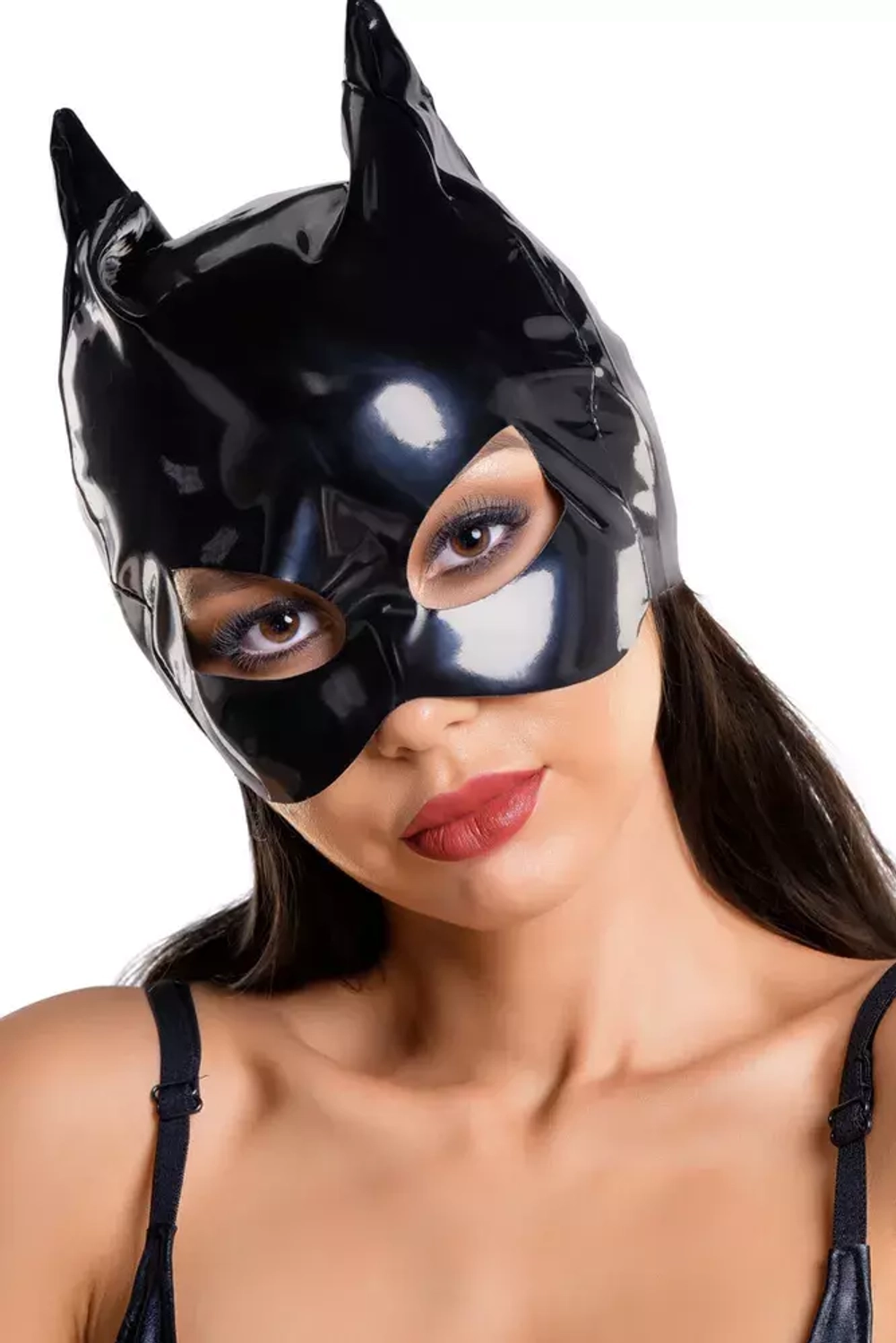 Маска кошки Glossy ANN из материала Wetlook, черный