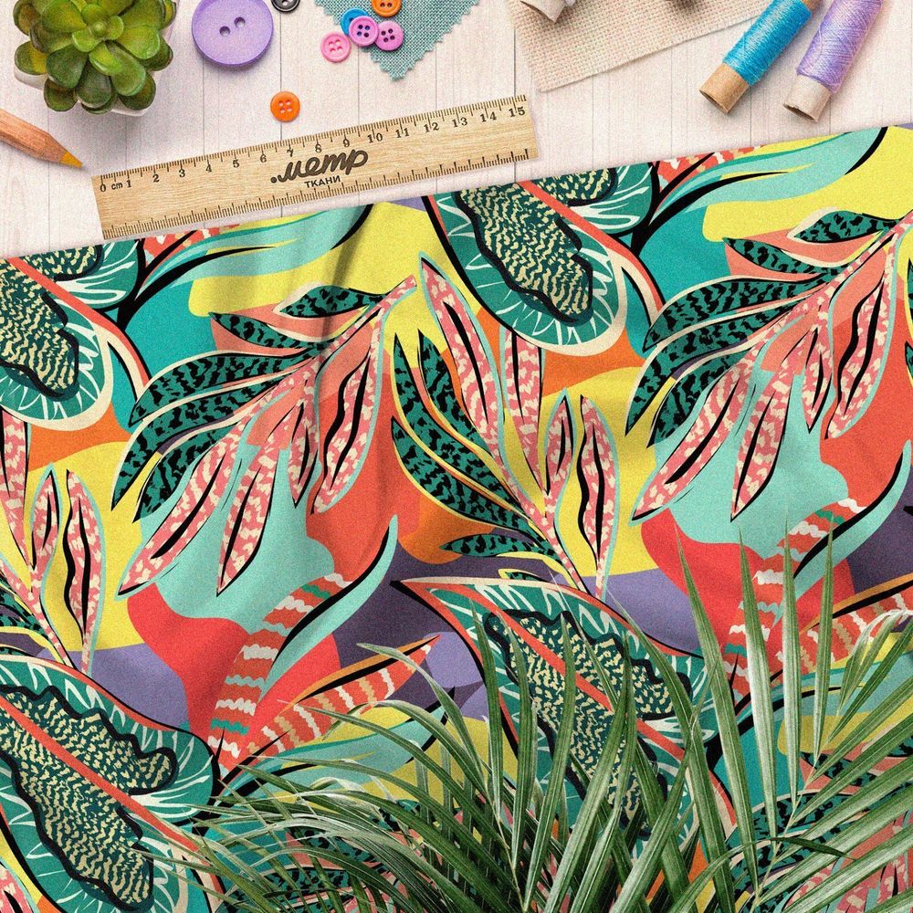 Ткань мембрана разноцветные пёстрые листья