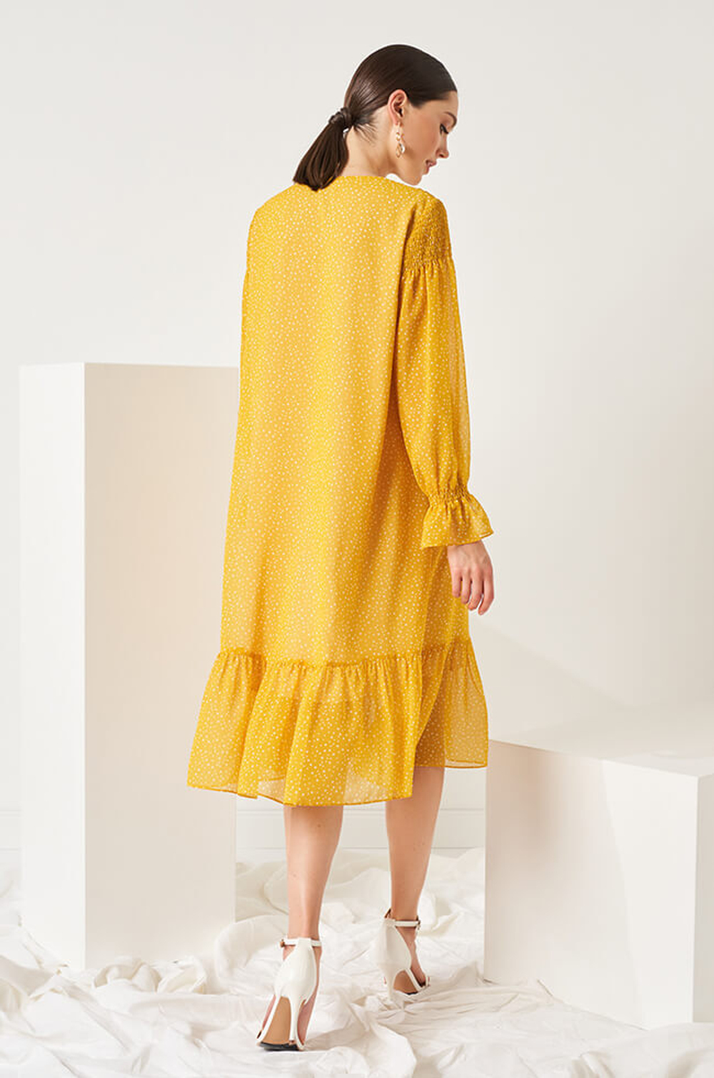 51486 Платье женское (горчично-желтый принт)