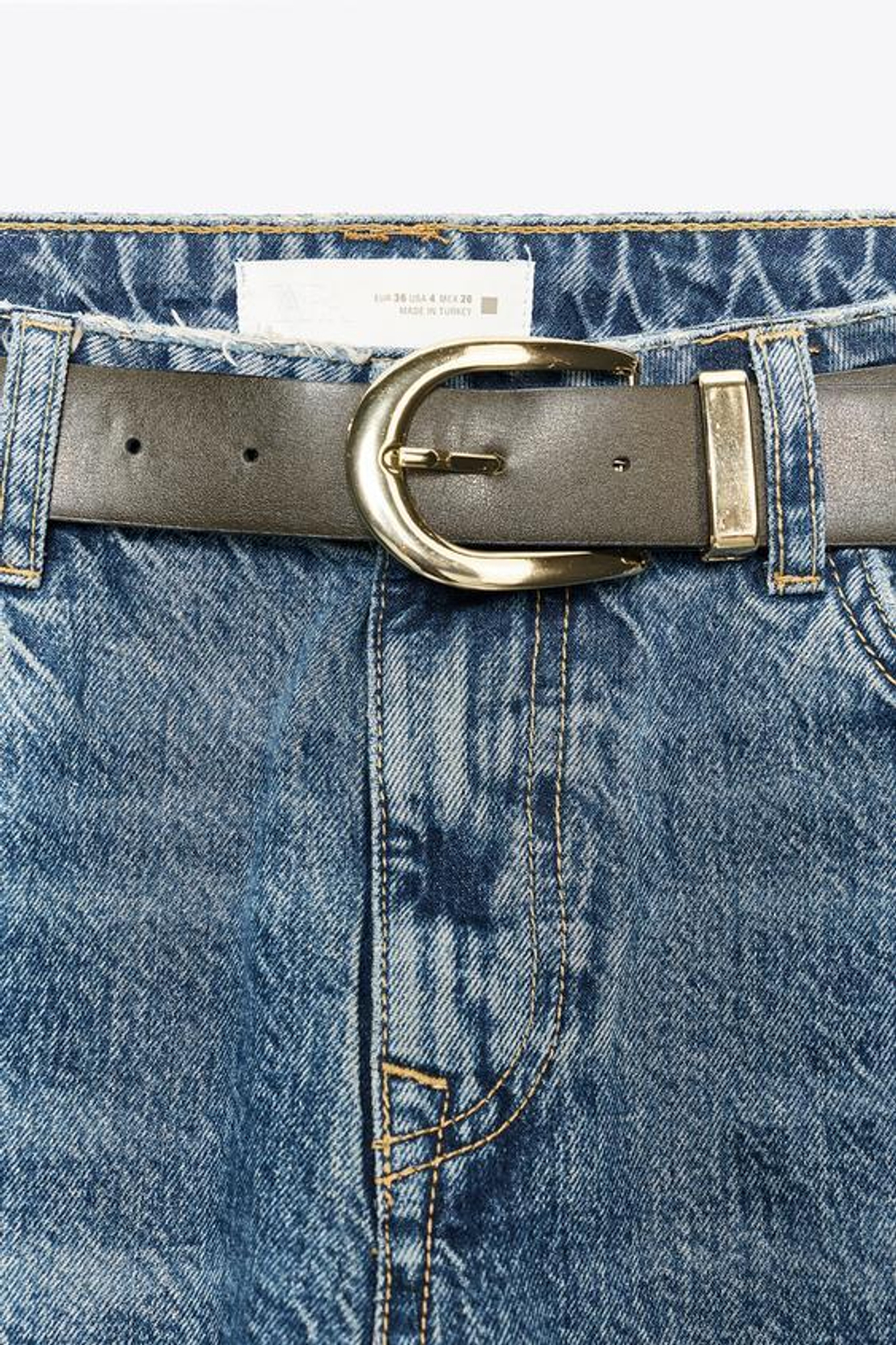 ZARA ДЖИНСЫ Z1975 WIDE-LEG LOOSE С ШИРОКИМИ ШТАНИНАМИ, ЛИНЯЛЫЙ СИНИЙ