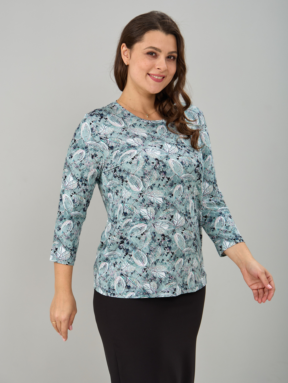 Лонгслив ЛНв-306/ментол-листья