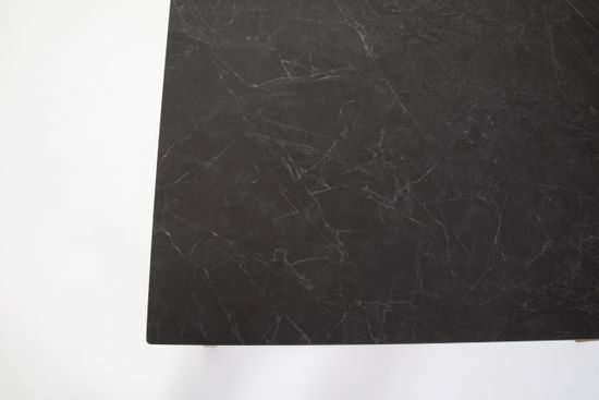 Стол Франк-М (дуб/нога светлый дуб с чёрной патиной/столешница керамика черный мрамор)