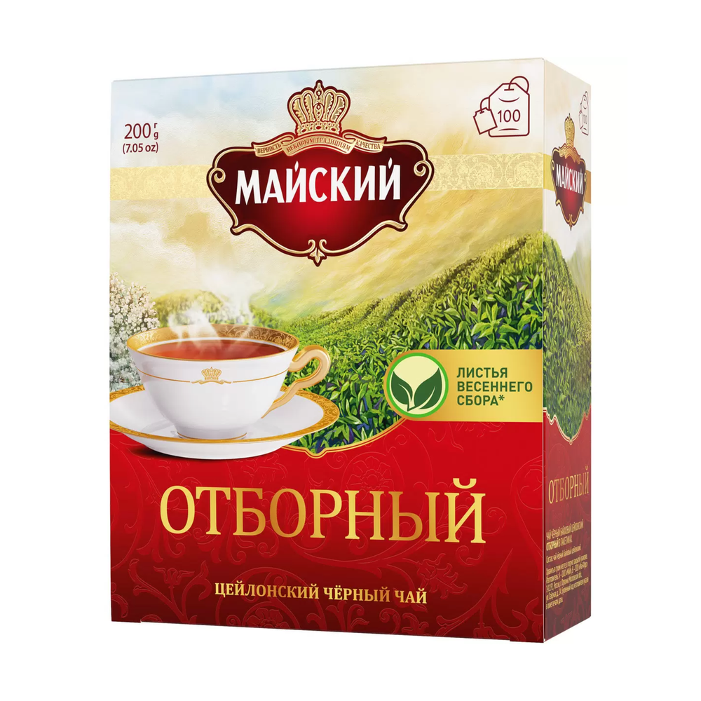 Чай черный в пакетиках Майский Цейлон Отборный, 100 пак