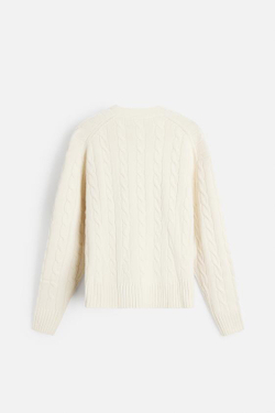 ZARA ШЕРСТЯНОЙ СВИТЕР С УЗОРОМ «КОСЫ», ЭКРЮ