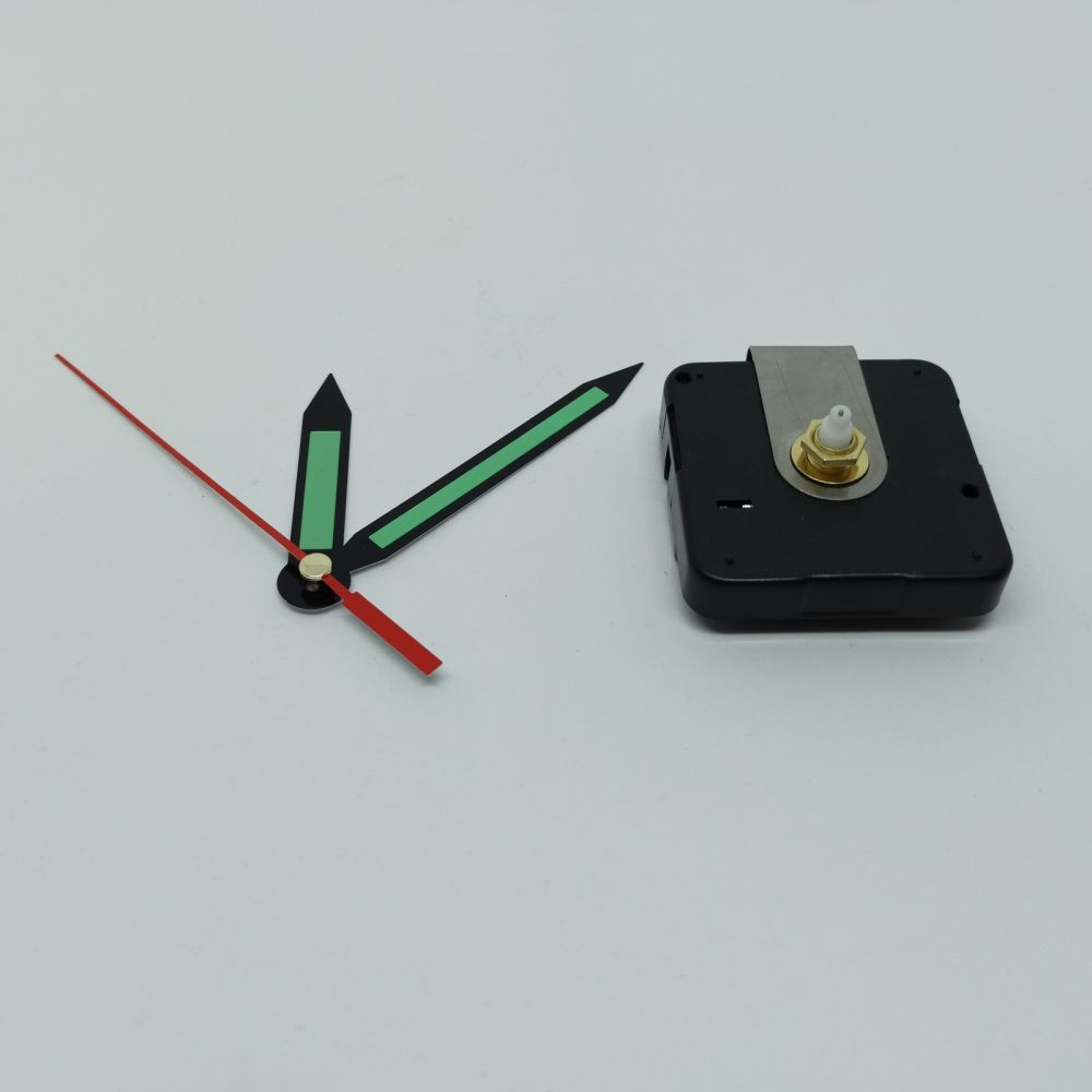 Часовой механизм, шток 12 мм, со стрелками №11 светятся в темноте (1уп = 5шт)