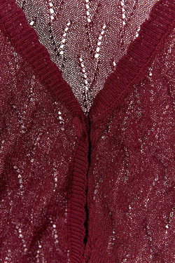 ZARA АЖУРНЫЙ ТРИКОТАЖНЫЙ КАРДИГАН, ГРАНАТОВЫЙ