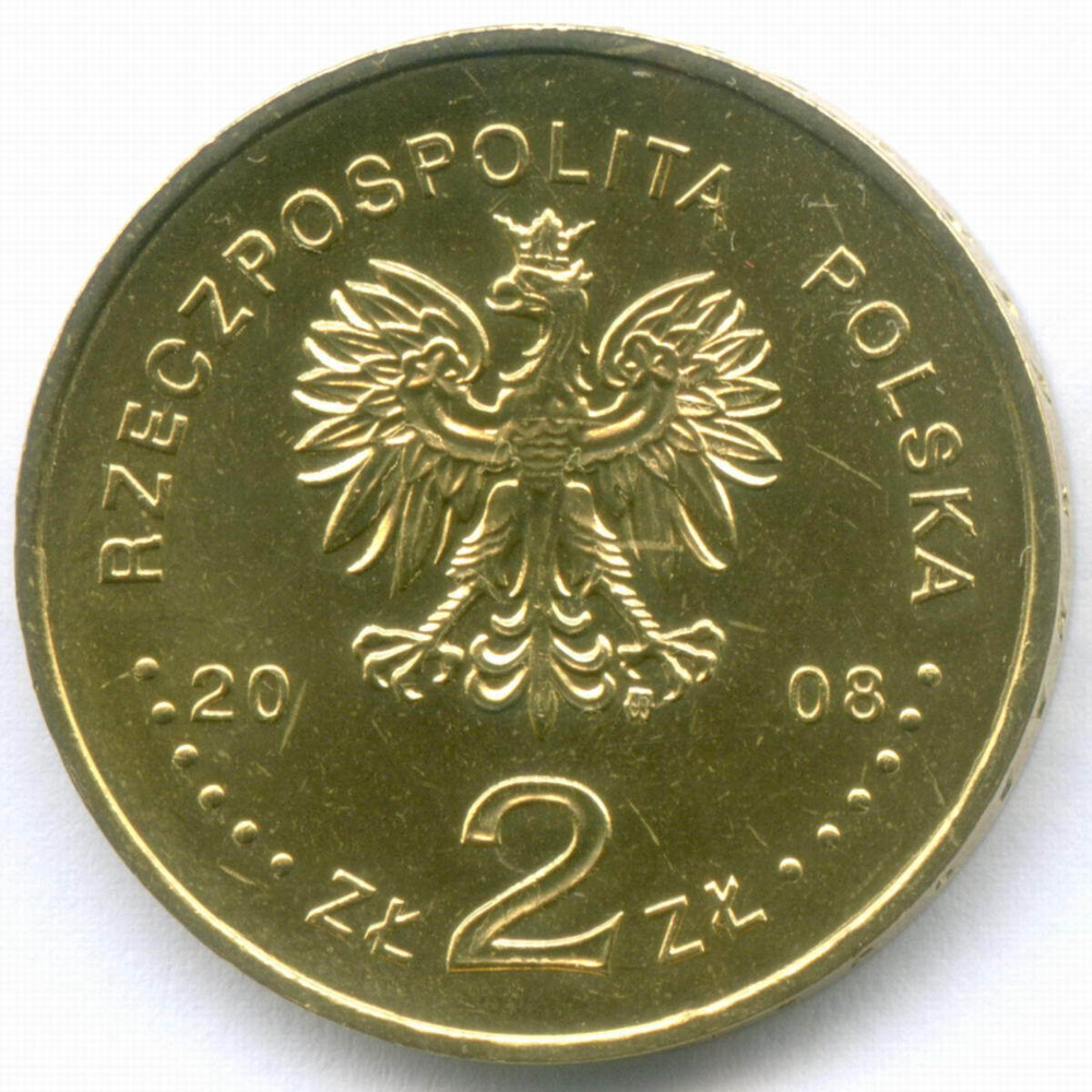 2 злотых 2008 год. Польша. 90 лет Великопольскому восстанию. Латунь, диаметр 27 мм. AUNC