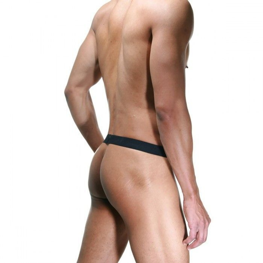 Откровенные розовые трусы на широком черном поясе (Размер: S-M) (Цвет: розовый с черным)