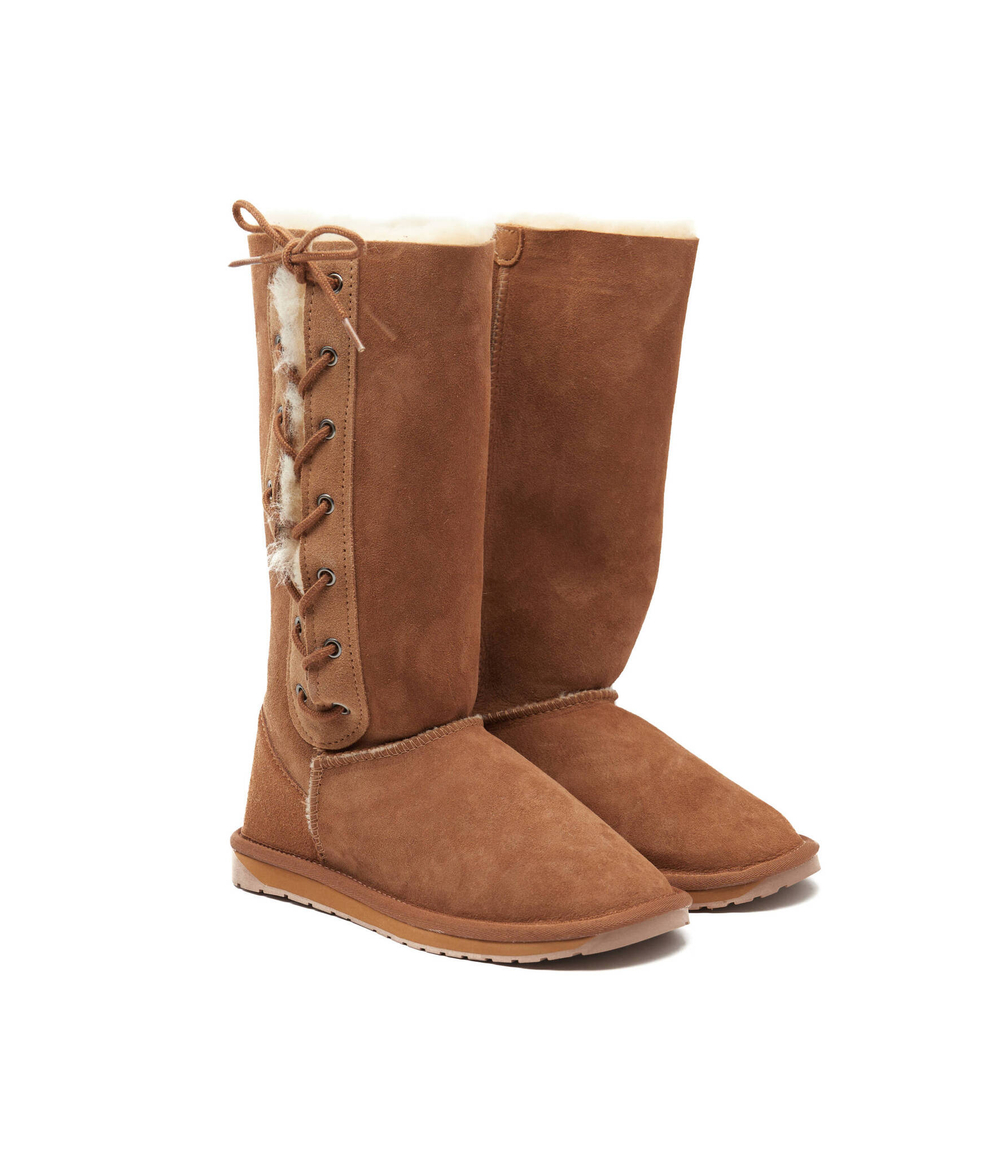 Кожаные угги platinum hi lace EMU Australia - коричневый(WP11872)