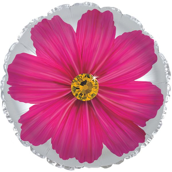 Шар круг Цветок Гербера розовая 45см