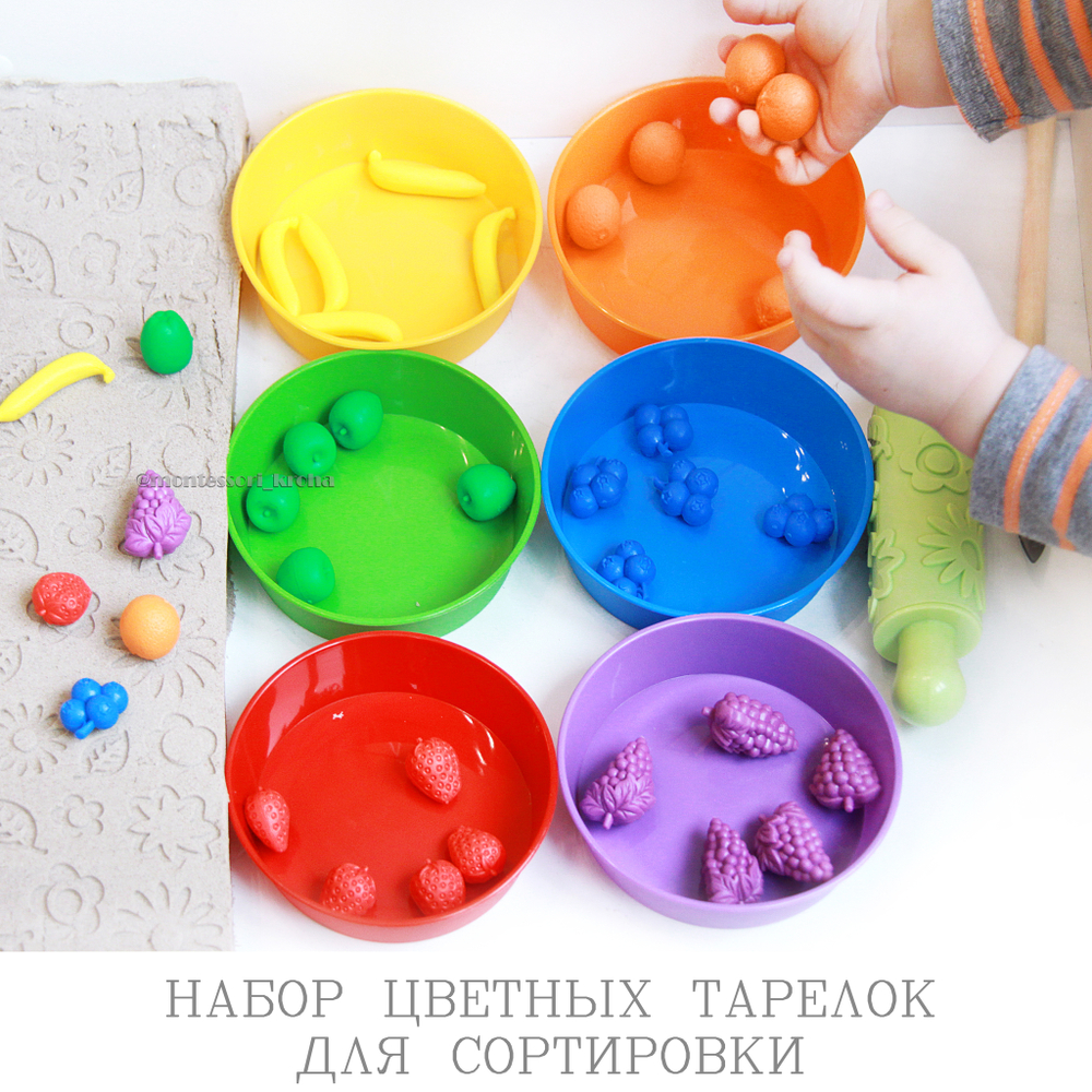 НАБОР ЦВЕТНЫХ ТАРЕЛОК ДЛЯ СОРТИРОВКИ, 6шт