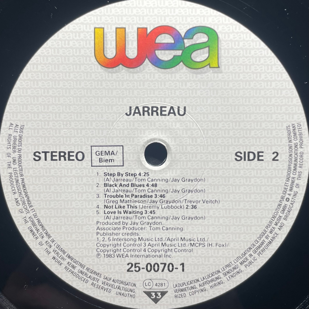 Al Jarreau ‎– Jarreau (Германия 1983г.)