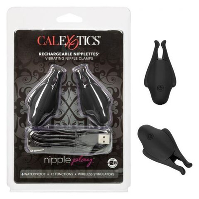 Черные виброзажимы для сосков Nipple Play Rechargeable Nipplettes (Цвет: черный)