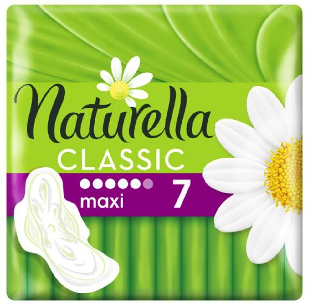 NATURELLA Classic 7шт.  Женские гигиенические прокладки ароматизир с крылышками Camomile Maxi Single