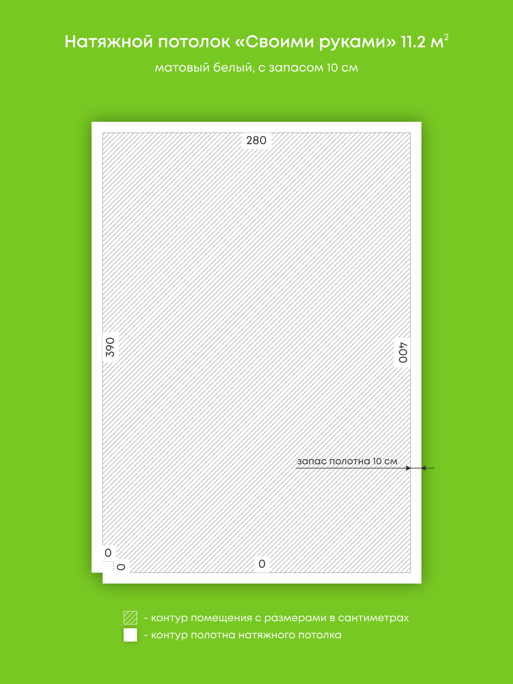 Матовый натяжной потолок 11.2 м2