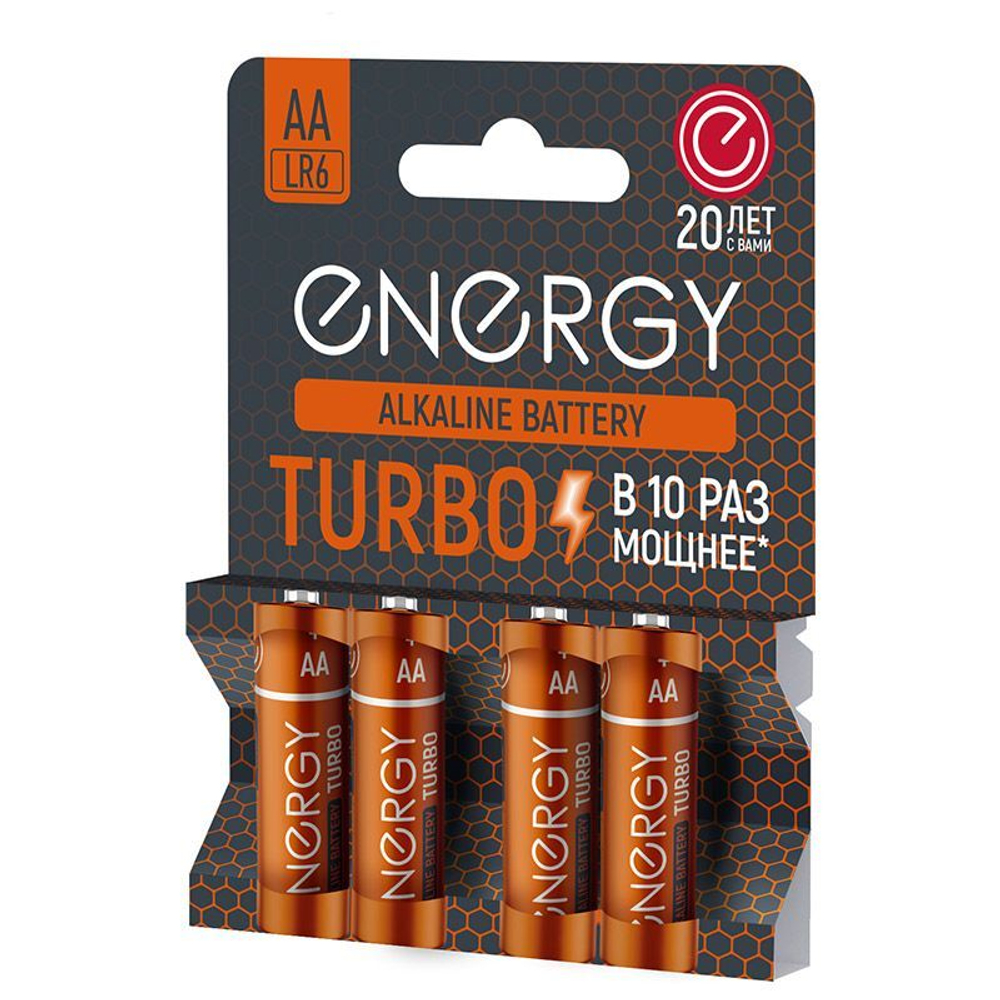 Батарейка алкалиновая Energy Turbo LR6/4B (AA) (4шт на блистере) (107051)