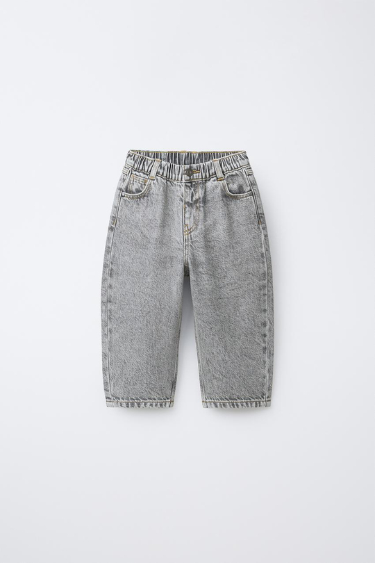 ZARA ДЖИНСЫ BAGGY RELAXED ACID, СЕРЫЙ