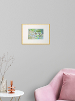 Картина авторская акварельная в паспарту 21х30 см на стену для интерьера "Верхний Царицынский пруд"