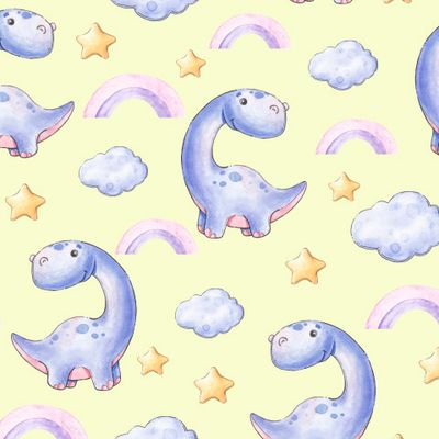 Детский принт с динозаврами. Акварель.